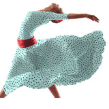 Crepe Polka Dots Schwarz 7mm Aqua Grün - Ribes y Casals