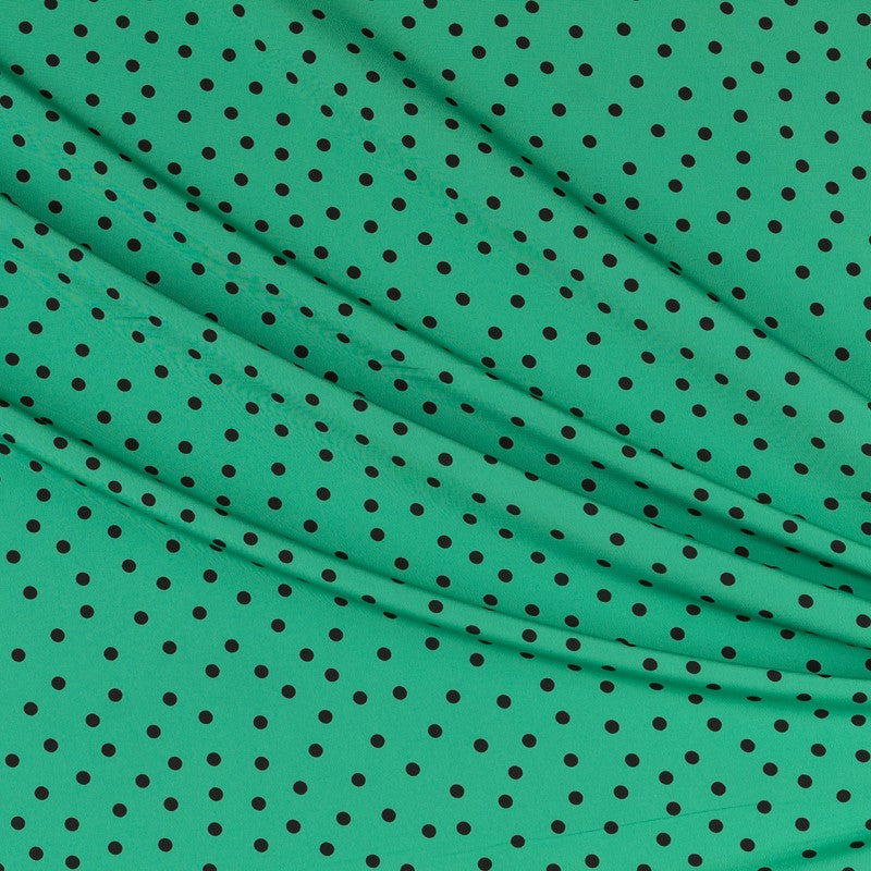 Krepp-Polka-Dots Schwarz 7mm Grün - Ribes y Casals