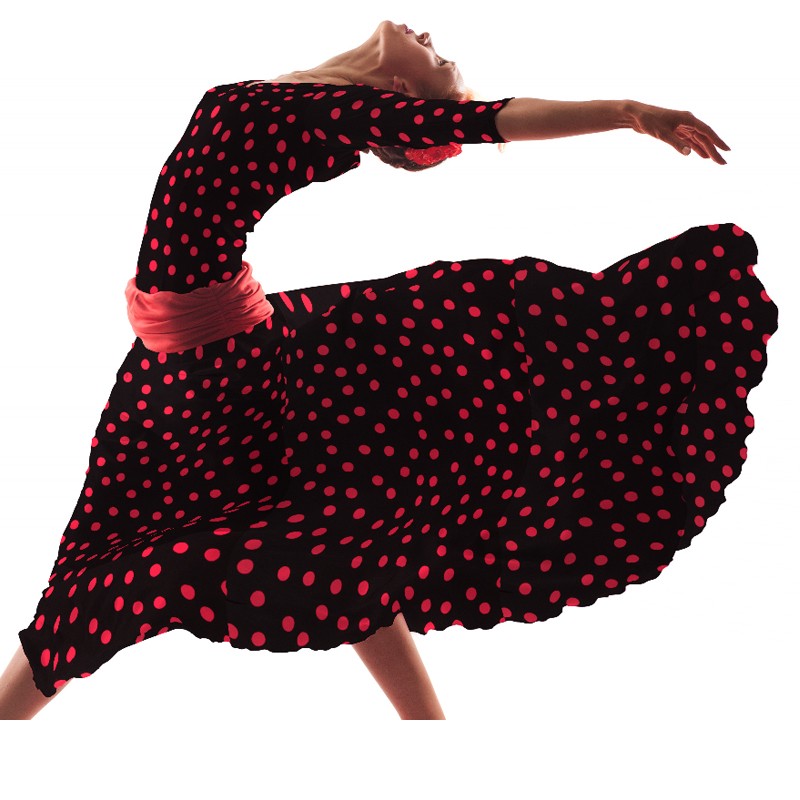 Krepp-Polka-Dots Rot 17mm Schwarz - Ribes y Casals