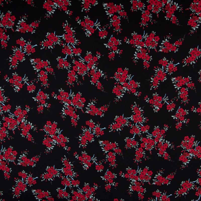 Krepp Marrocain Bouquet Schwarz - Ribes y Casals
