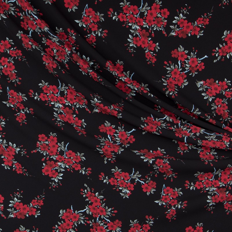 Krepp Marrocain Bouquet Schwarz - Ribes y Casals