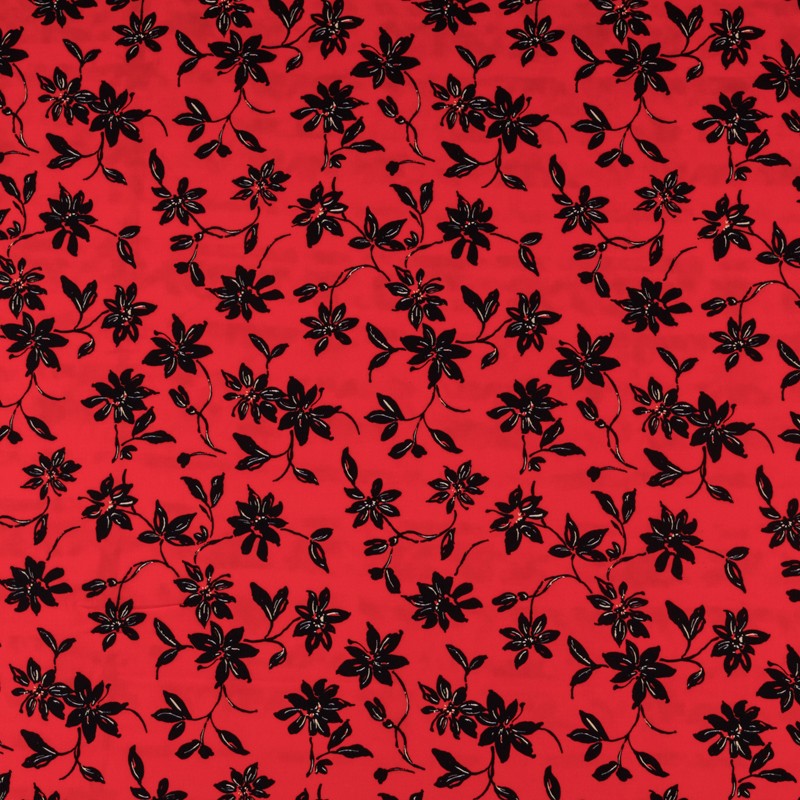 Krepp Marrocain Floral Rot - Ribes y Casals