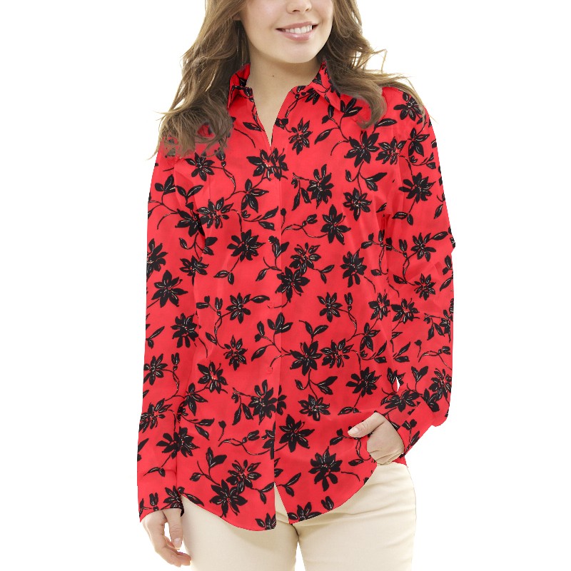 Krepp Marrocain Floral Rot - Ribes y Casals