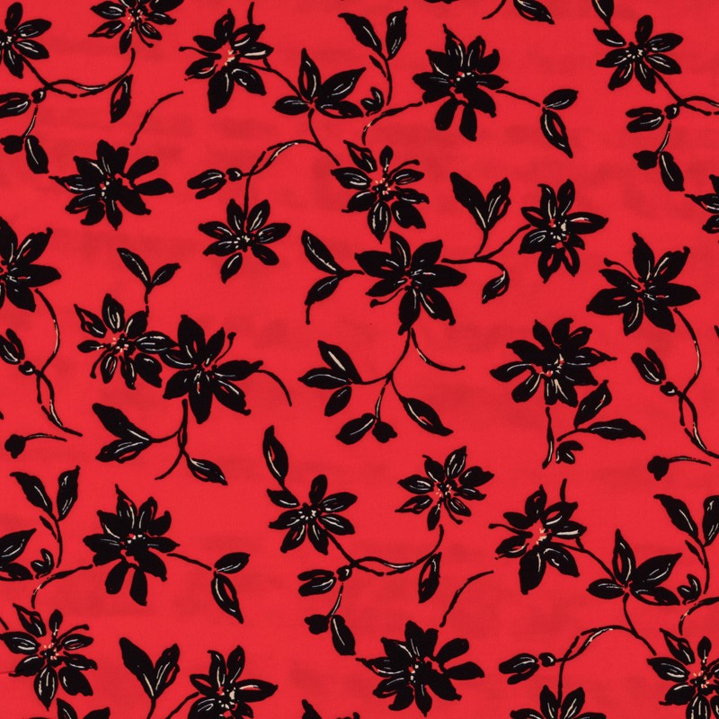 Krepp Marrocain Floral Rot - Ribes y Casals