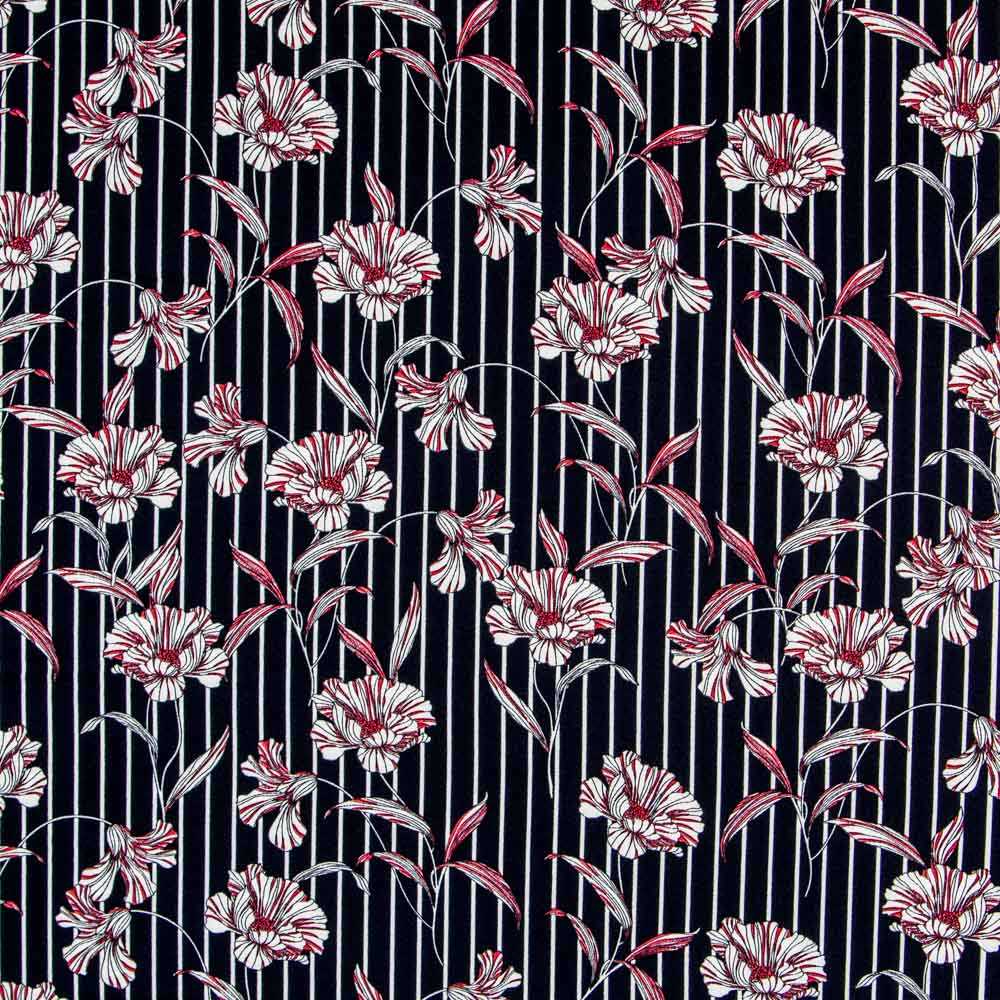 Krepp-Streifen Blumen Blau - Ribes y Casals