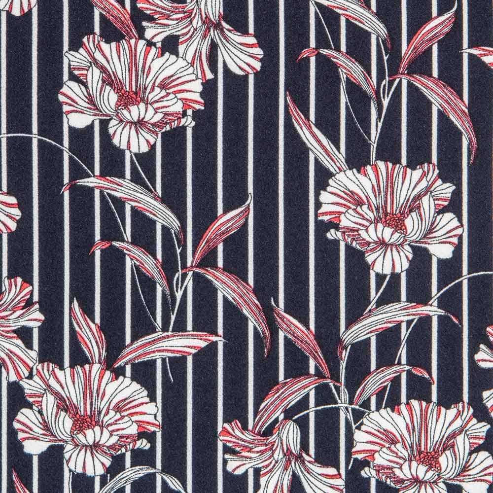 Krepp-Streifen Blumen Blau - Ribes y Casals