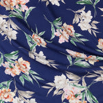 Krepp Satin Floral Blau - Ribes y Casals