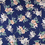 Krepp Satin Floral Blau - Ribes y Casals