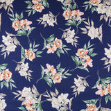 Krepp Satin Floral Blau - Ribes y Casals