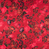 Krepp Satin Floral Rot - Ribes y Casals