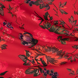 Krepp Satin Floral Rot - Ribes y Casals