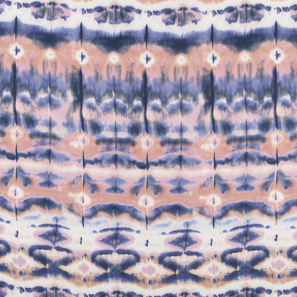 Ethnic Tie Dye Crepe Blau - Ribes y Casals