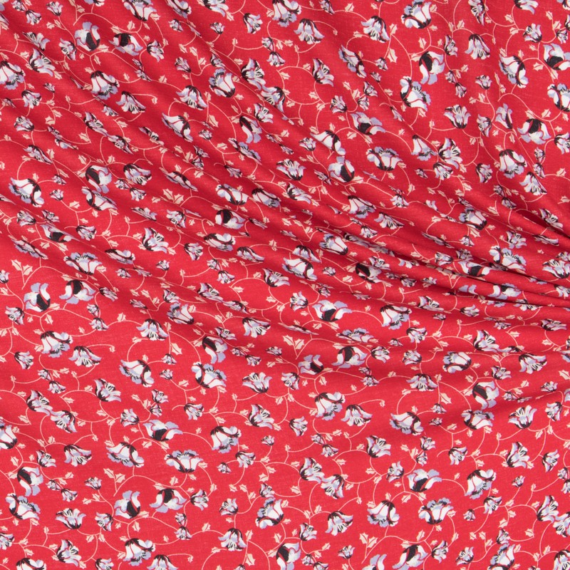 Krepp Viskose Floral Rot - Ribes y Casals