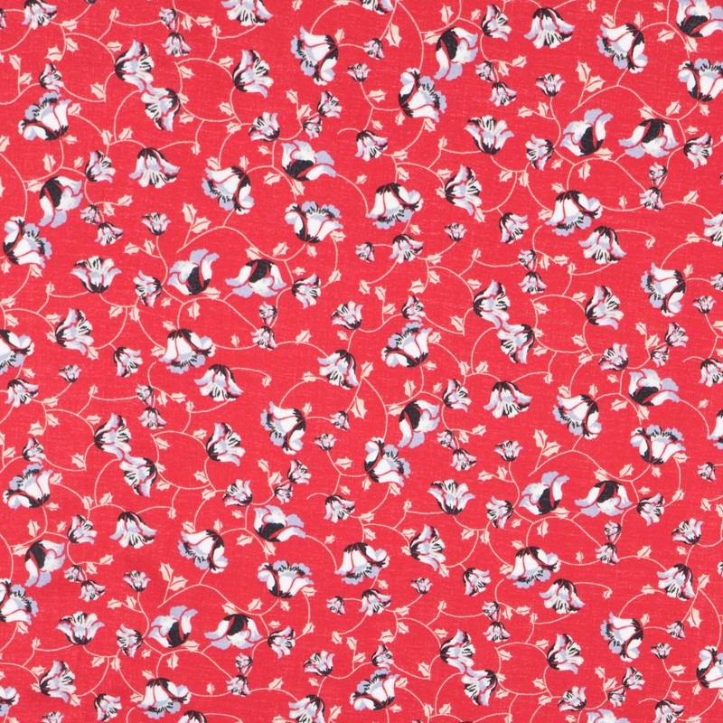 Krepp Viskose Floral Rot - Ribes y Casals