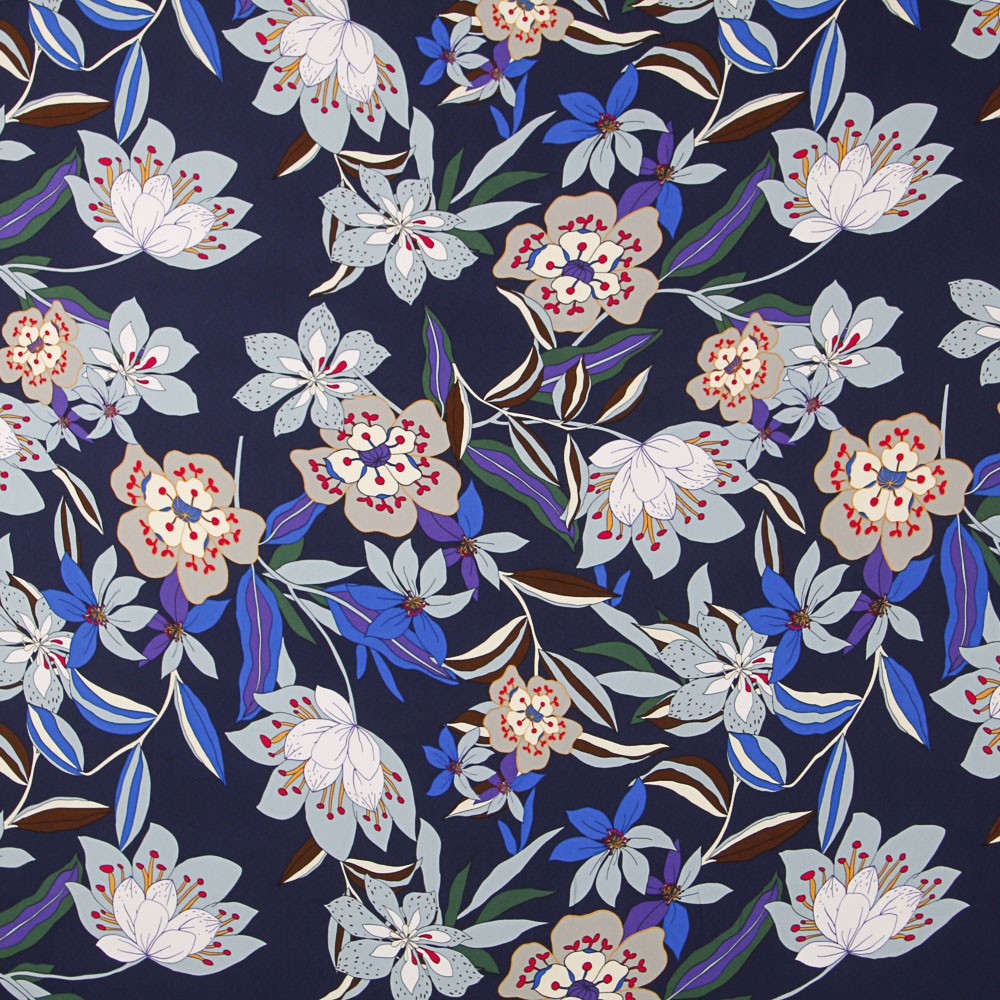 Krepp Viskose Floral Nacht - Ribes y Casals