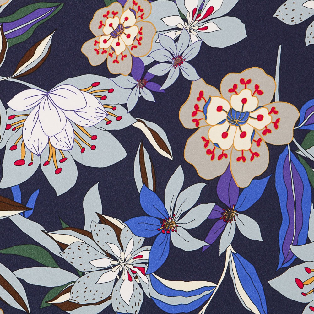 Krepp Viskose Floral Nacht - Ribes y Casals