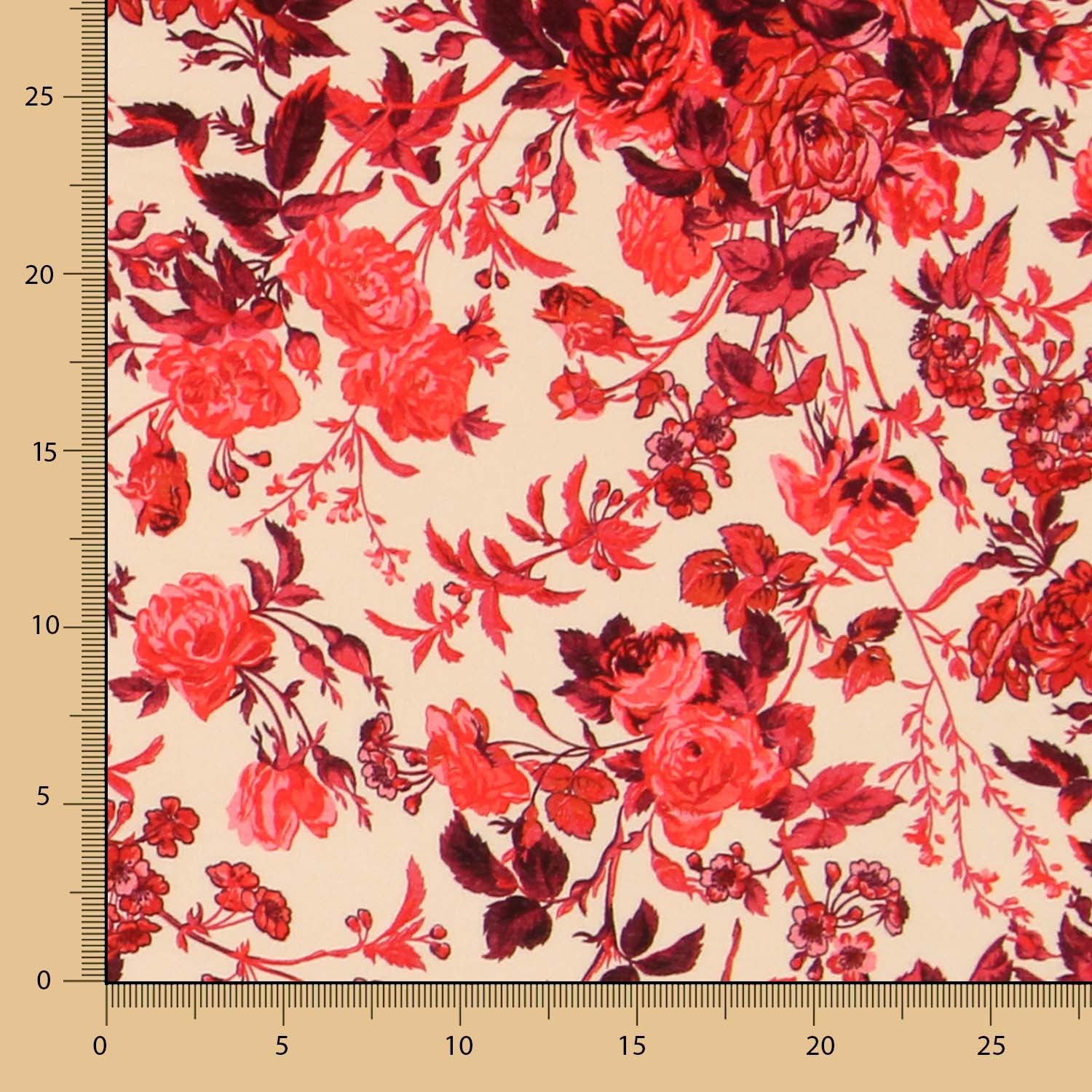 Krepp Viskose Floral Rot - Ribes y Casals