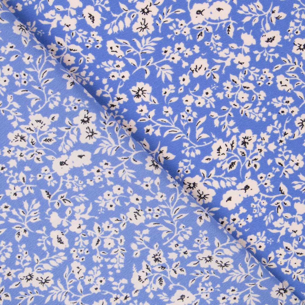 Crepe Floral Blauer Hintergrund - Ribes y Casals