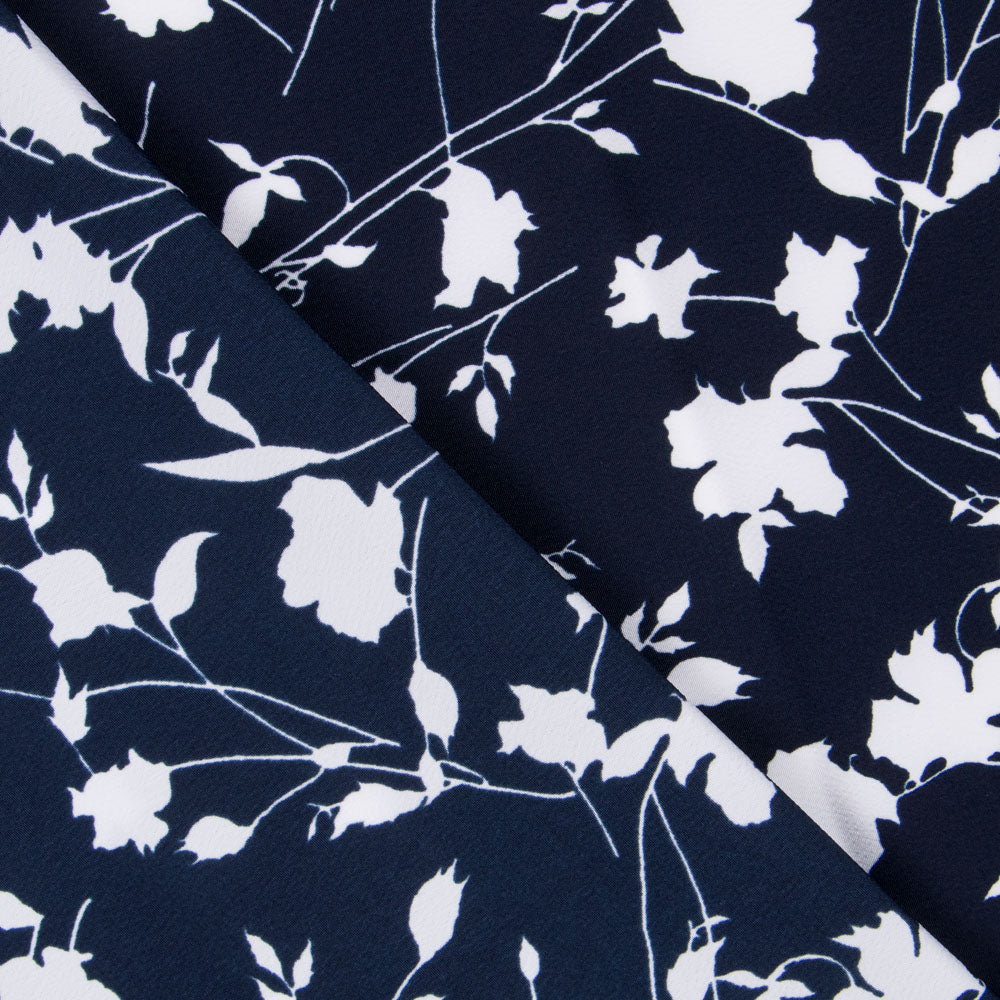 Florale Maxi aus Crêpe Mitternachtsblau - Ribes y Casals