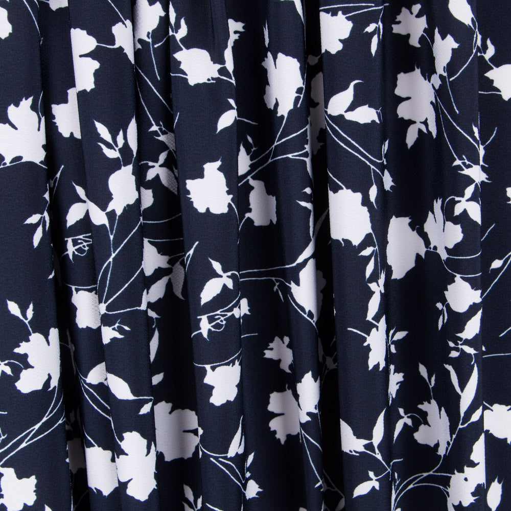 Florale Maxi aus Crêpe Mitternachtsblau - Ribes y Casals