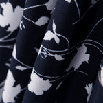 Florale Maxi aus Crêpe Mitternachtsblau - Ribes y Casals
