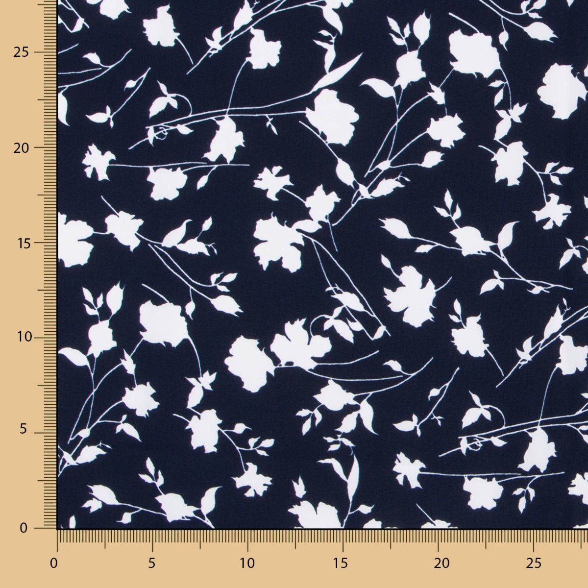 Florale Maxi aus Crêpe Mitternachtsblau - Ribes y Casals