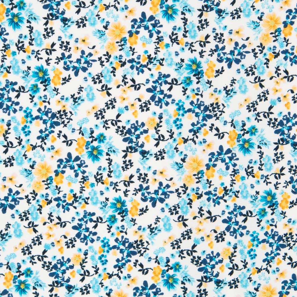 Blauer tropischer Blumenkrepp - Ribes y Casals