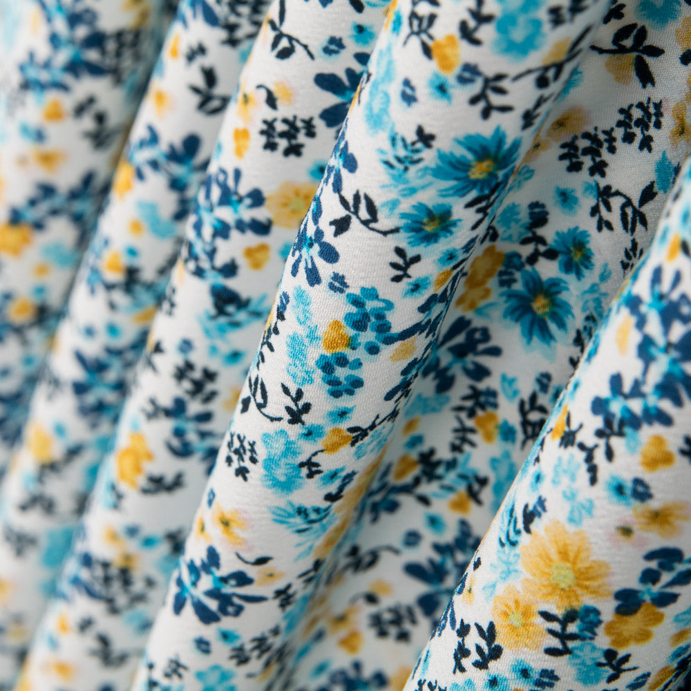 Blauer tropischer Blumenkrepp - Ribes y Casals