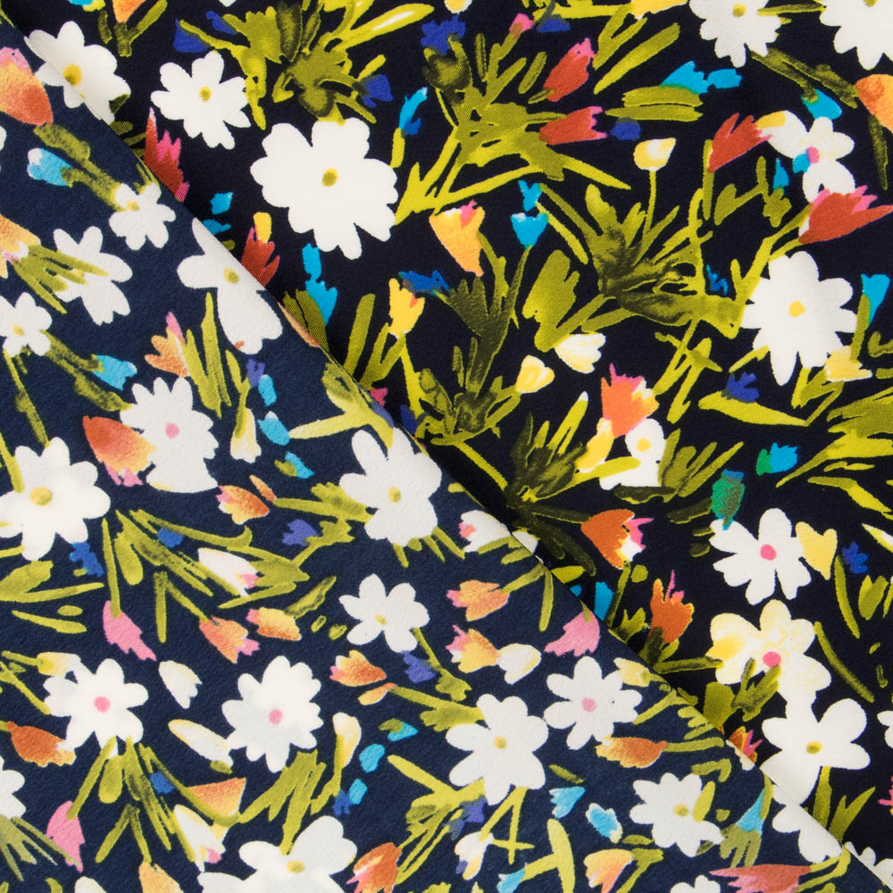 Wildblumenkrepp Marineblau - Ribes y Casals