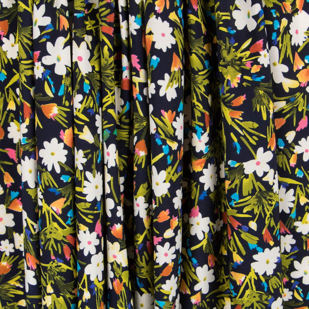 Wildblumenkrepp Marineblau - Ribes y Casals