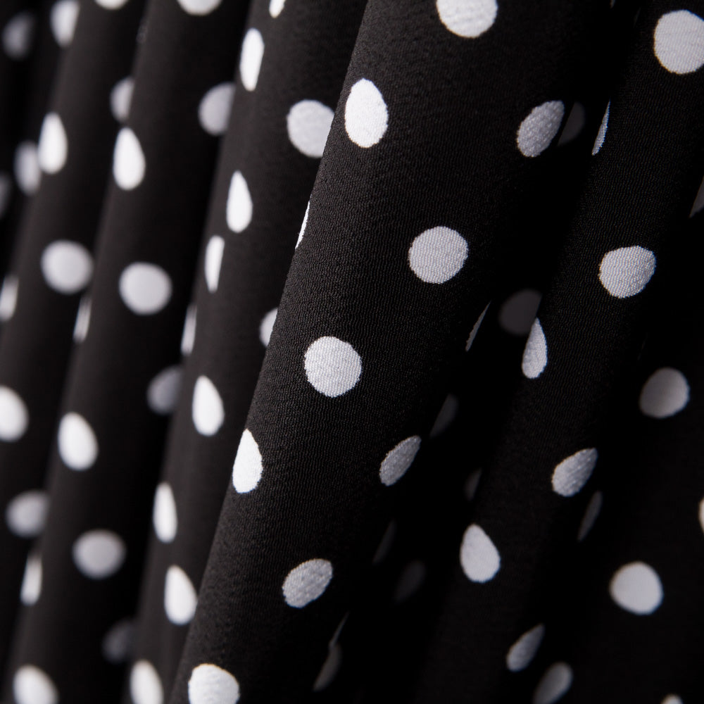 Crepe Polka Dots Weißer Hintergrund Schwarz - Ribes y Casals