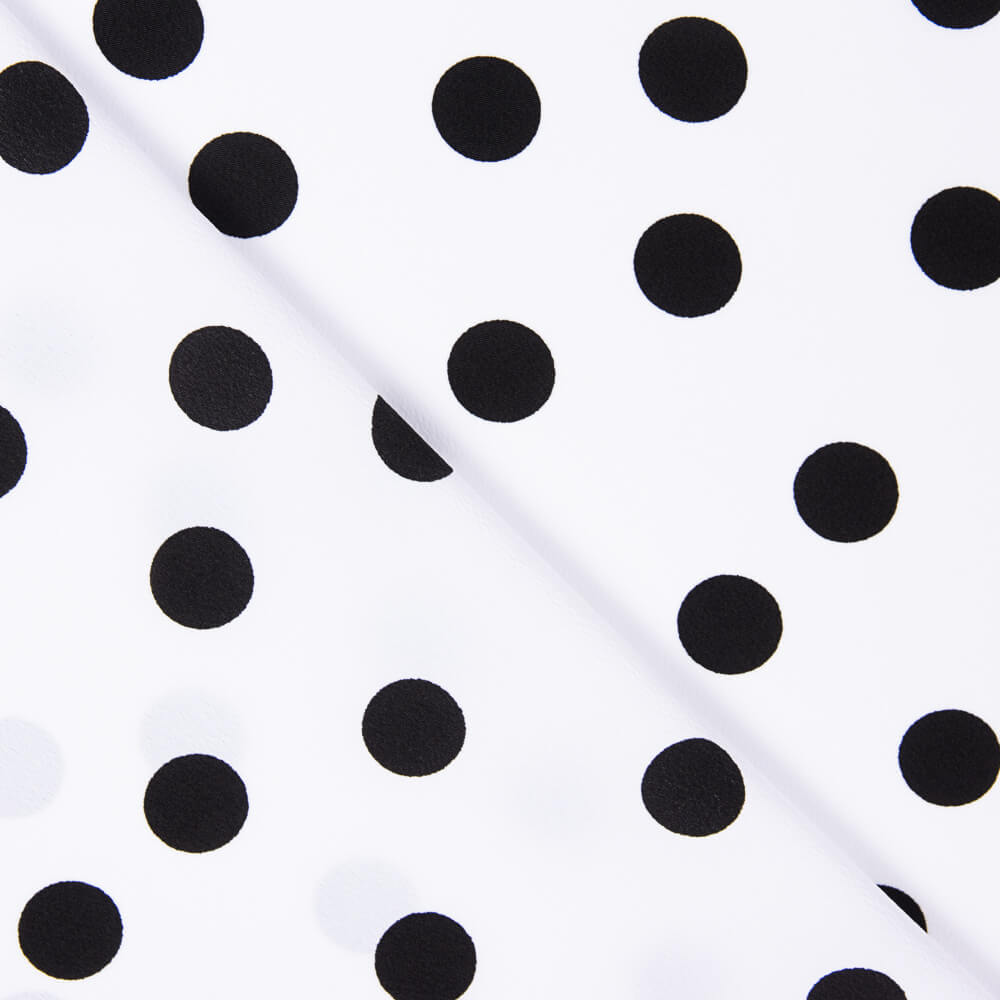 Krepp-Polka-Dots Schwarz 17mm Weiß - Ribes y Casals