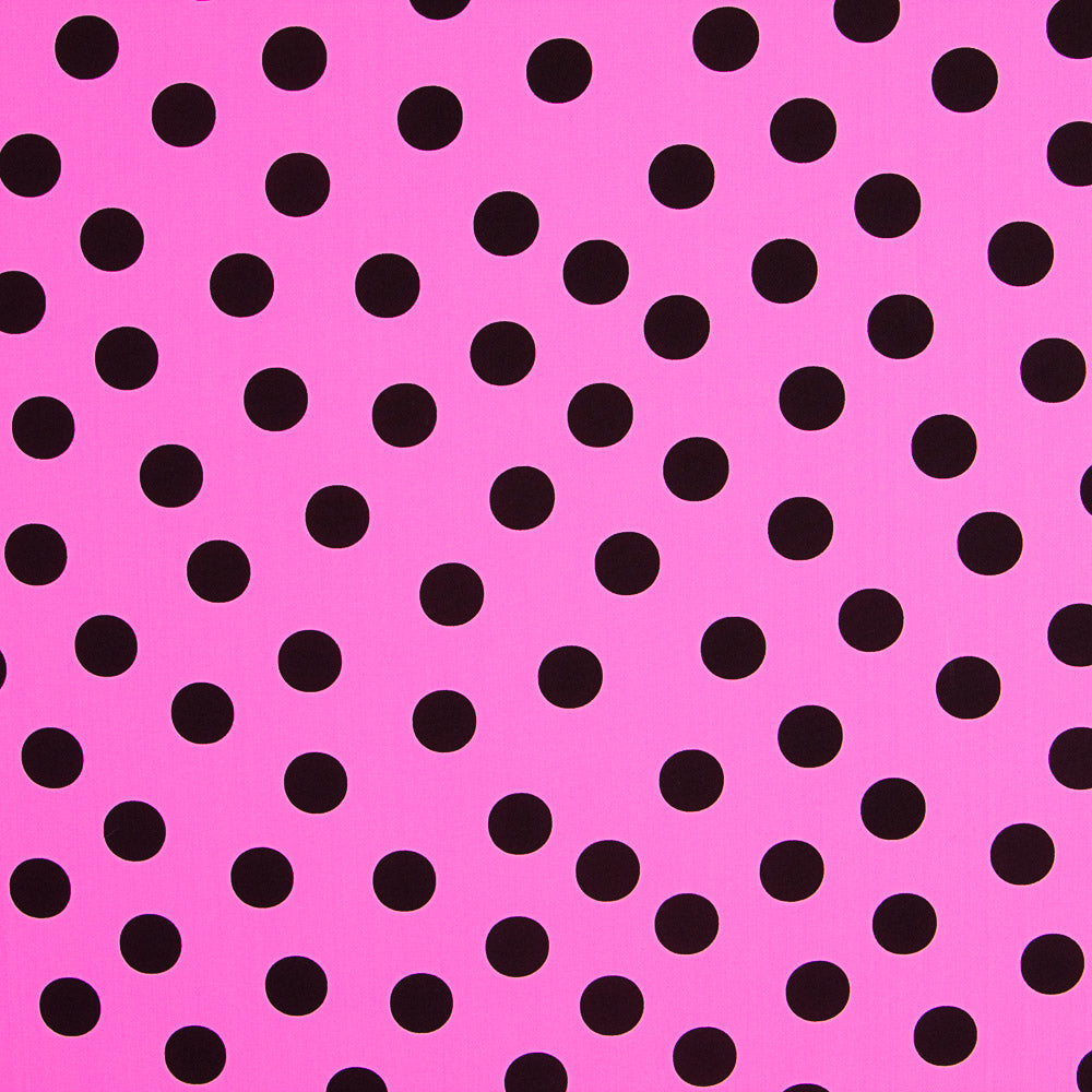 Crepe Polka Dots Schwarz 33mm Fuchsia - Ribes y Casals