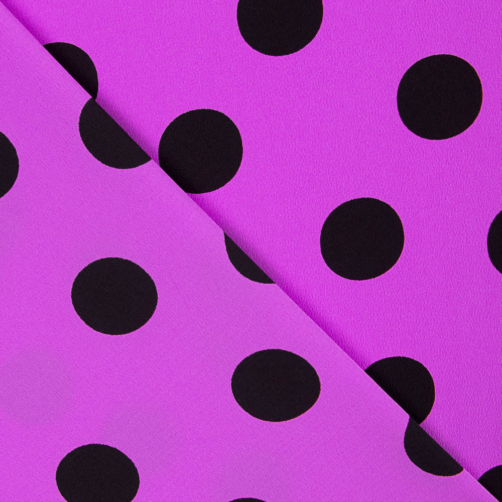 Crepe Polka Dots Schwarz 33mm Mauve - Ribes y Casals