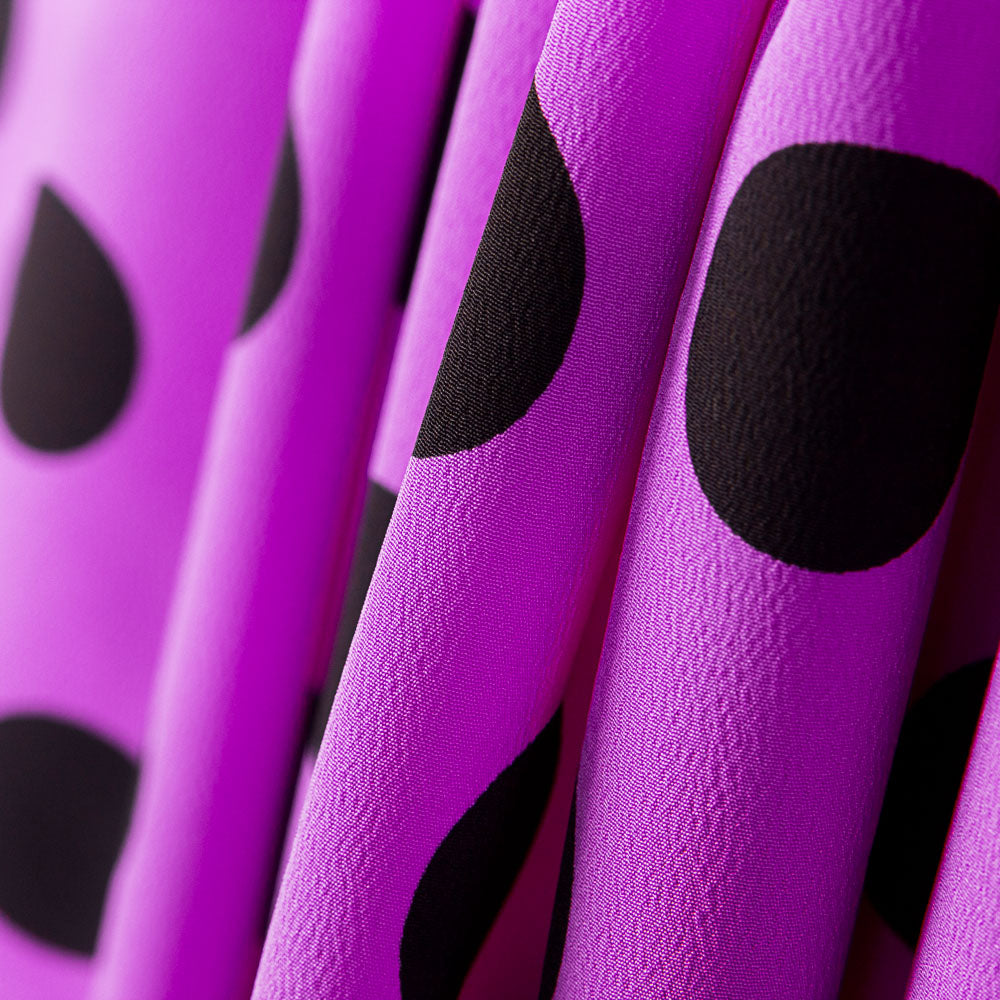 Crepe Polka Dots Schwarz 33mm Mauve - Ribes y Casals