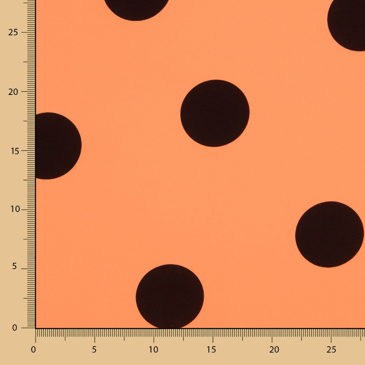 Krepp Polka Dots Schwarz 55mm Mandarine - Ribes y Casals