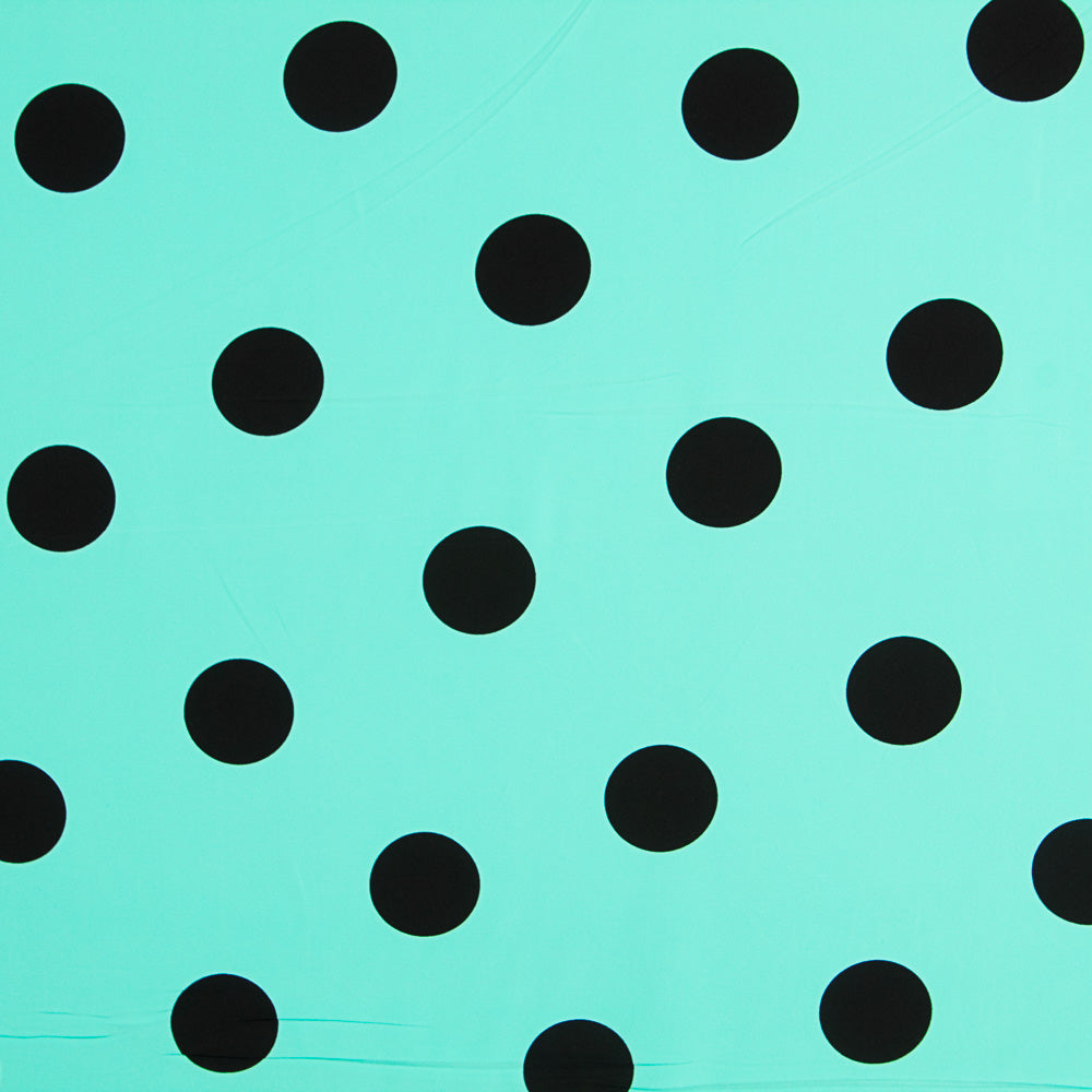 Crepe Polka Dots Schwarz 55mm Türkis - Ribes y Casals