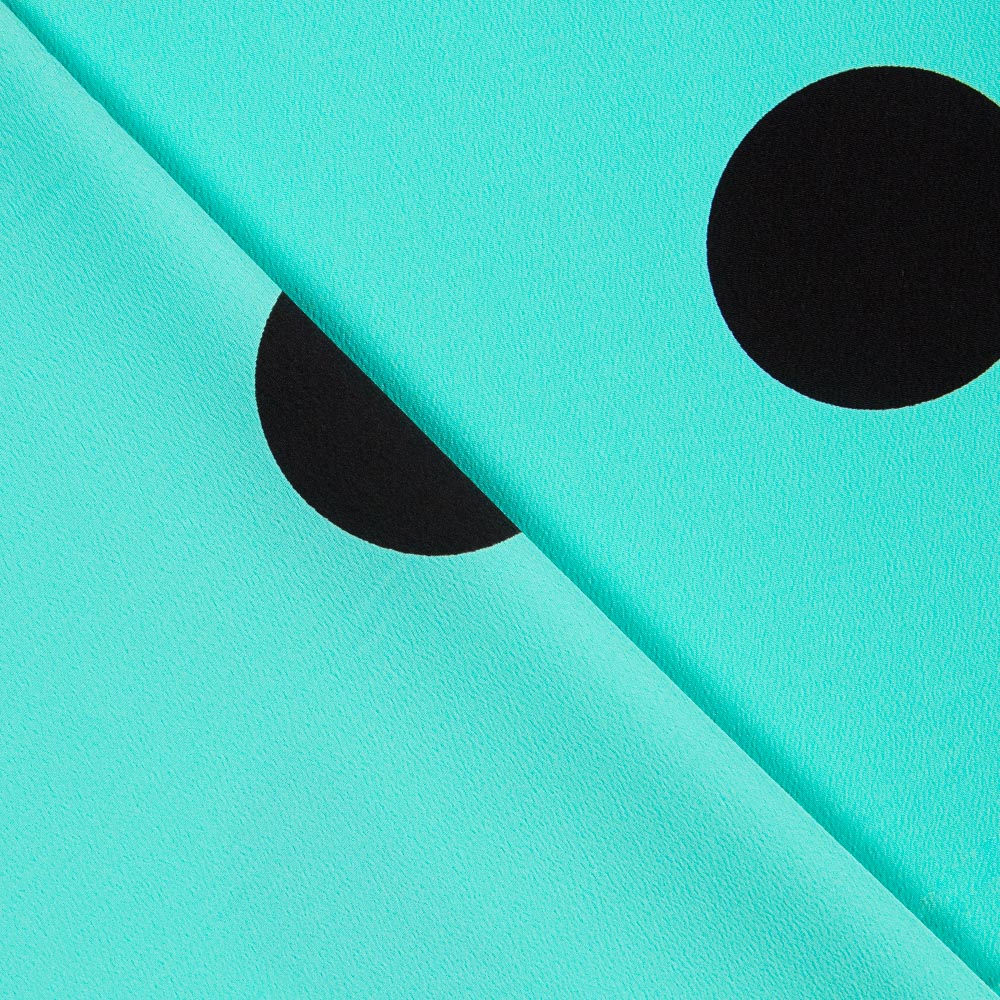 Crepe Polka Dots Schwarz 55mm Türkis - Ribes y Casals