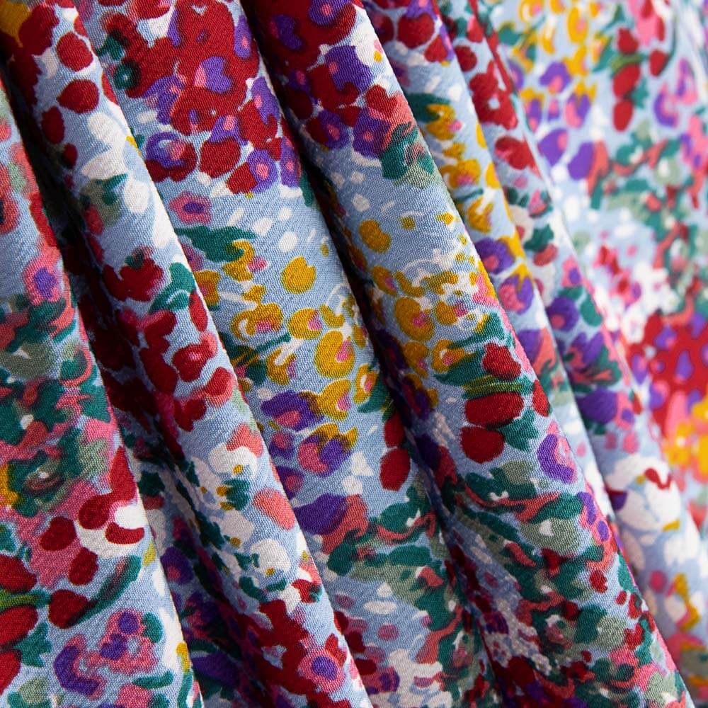 Polyester Krepp Polyester Blume Konfetti Blau - Ribes y Casals