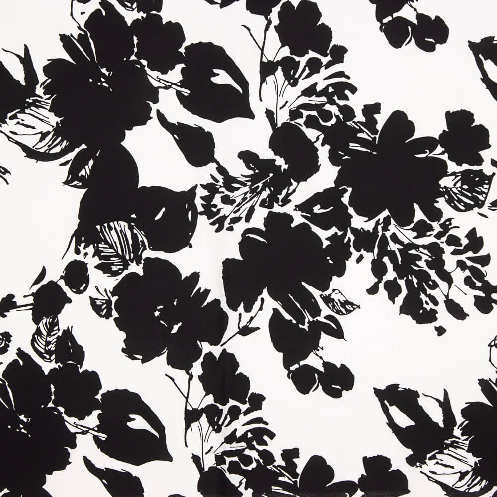 Krepp Polyester Blumenmuster Weiß - Ribes y Casals