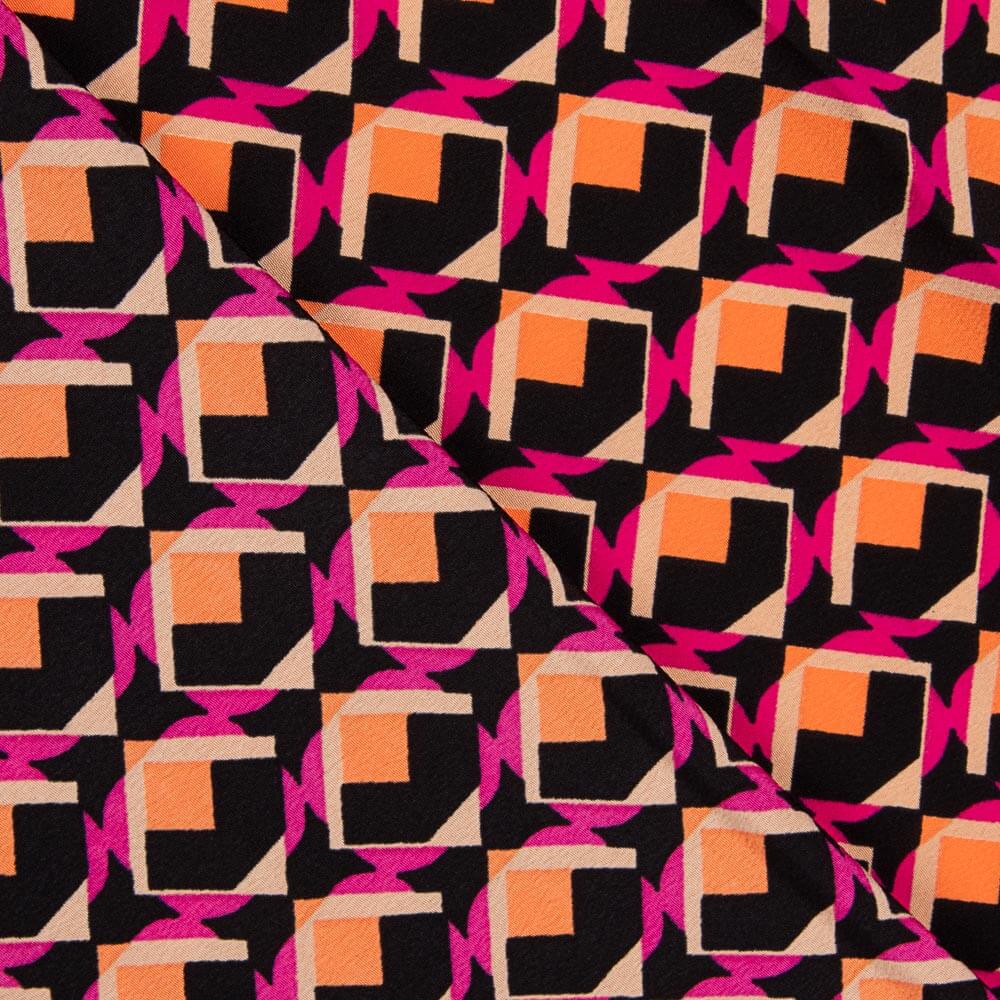 Polyester-Krepp Geo Fuchsia - Ribes y Casals