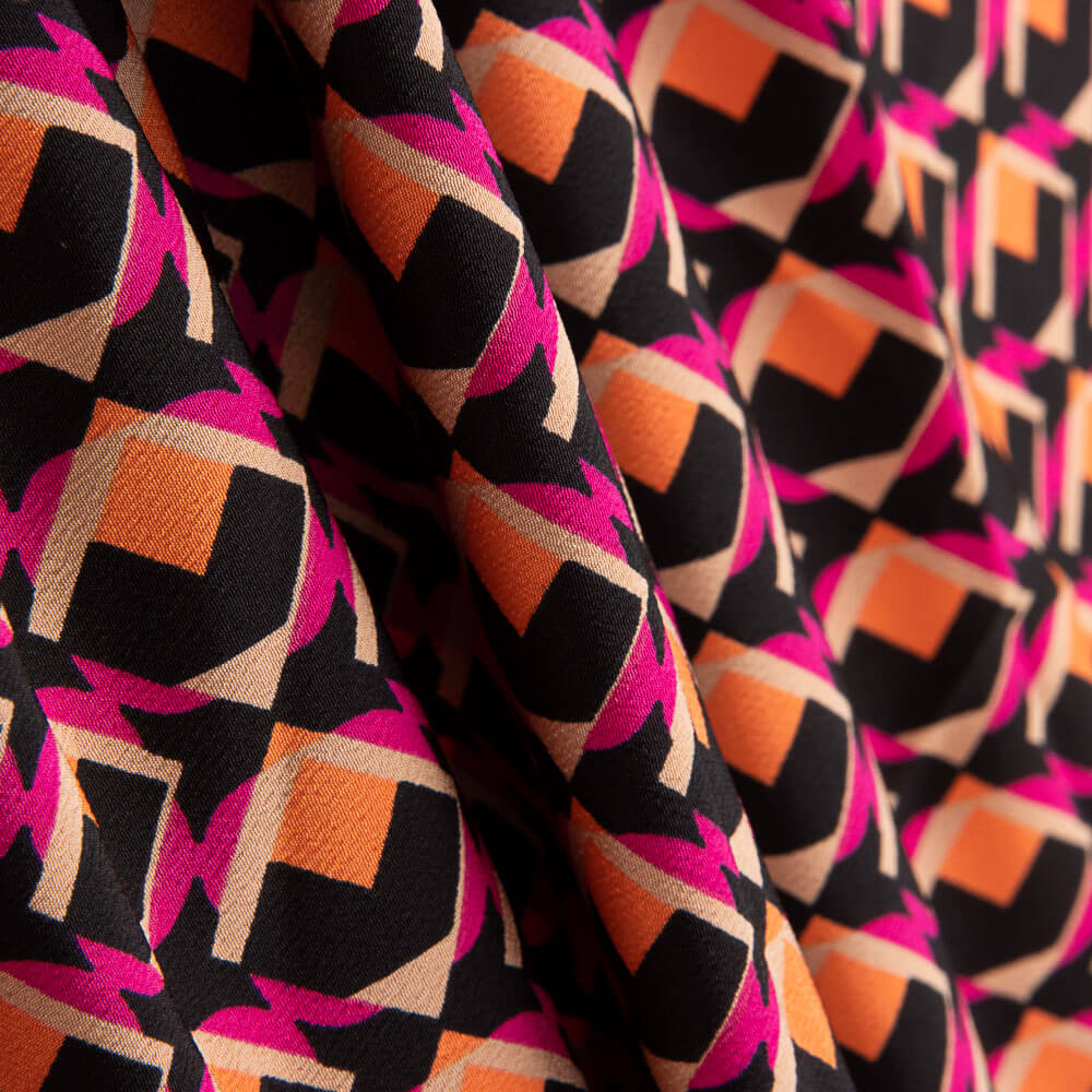 Polyester-Krepp Geo Fuchsia - Ribes y Casals