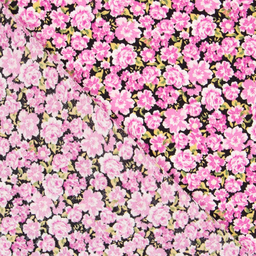Krepp Viskose Rosa Blumen - Ribes y Casals