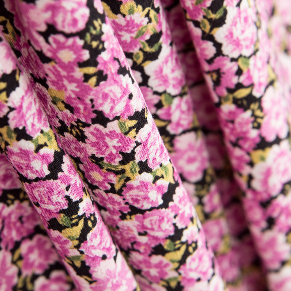 Krepp Viskose Rosa Blumen - Ribes y Casals