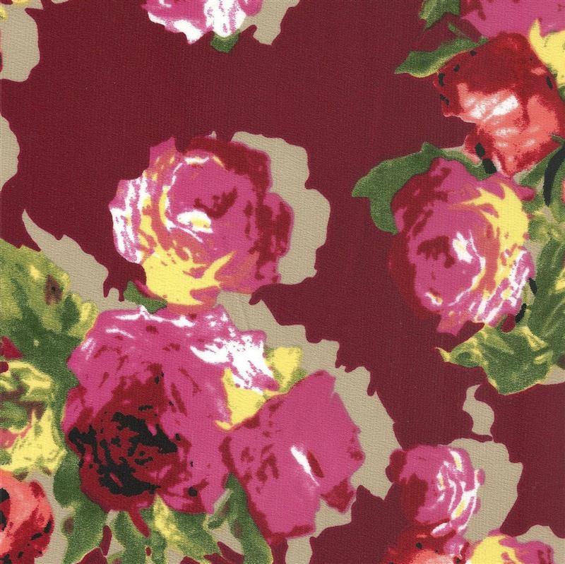 Knusprige Milano Fleur Couleurs Fond Grenat - Ribes y Casals