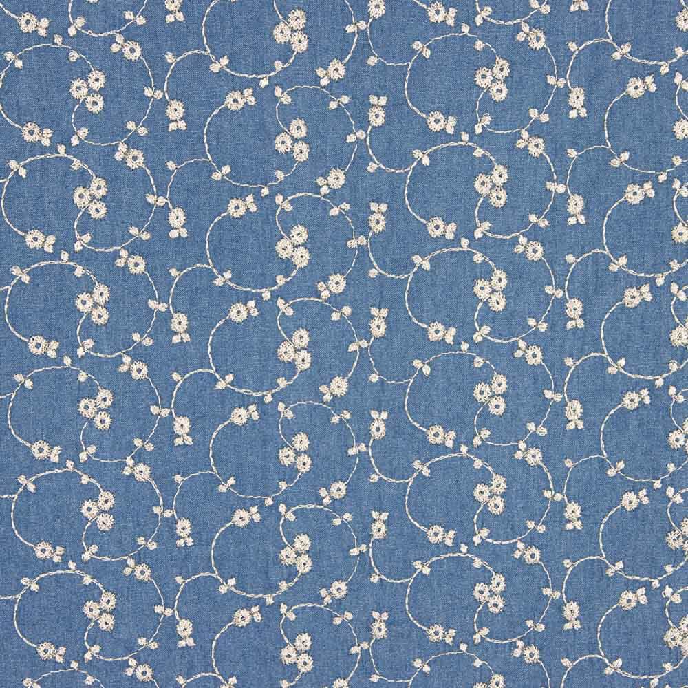 Lurexblumen-Stickerei Denim - Ribes y Casals