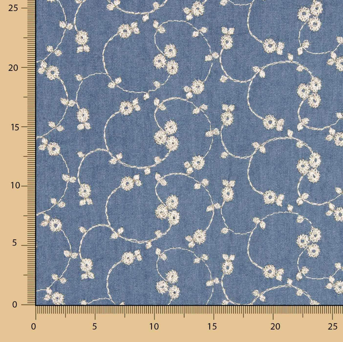 Lurexblumen-Stickerei Denim - Ribes y Casals