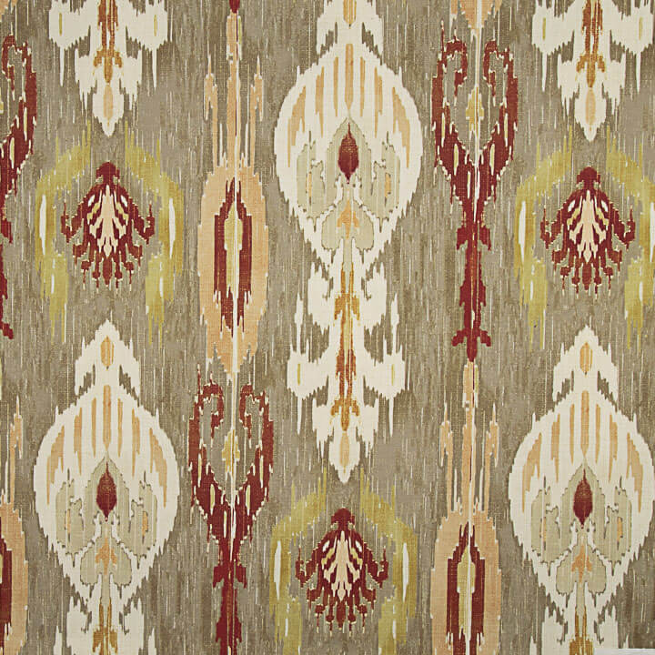 Canvas mit Leinenoptik, orientalisches Ikatmuster in Taupe - Ribes y Casals