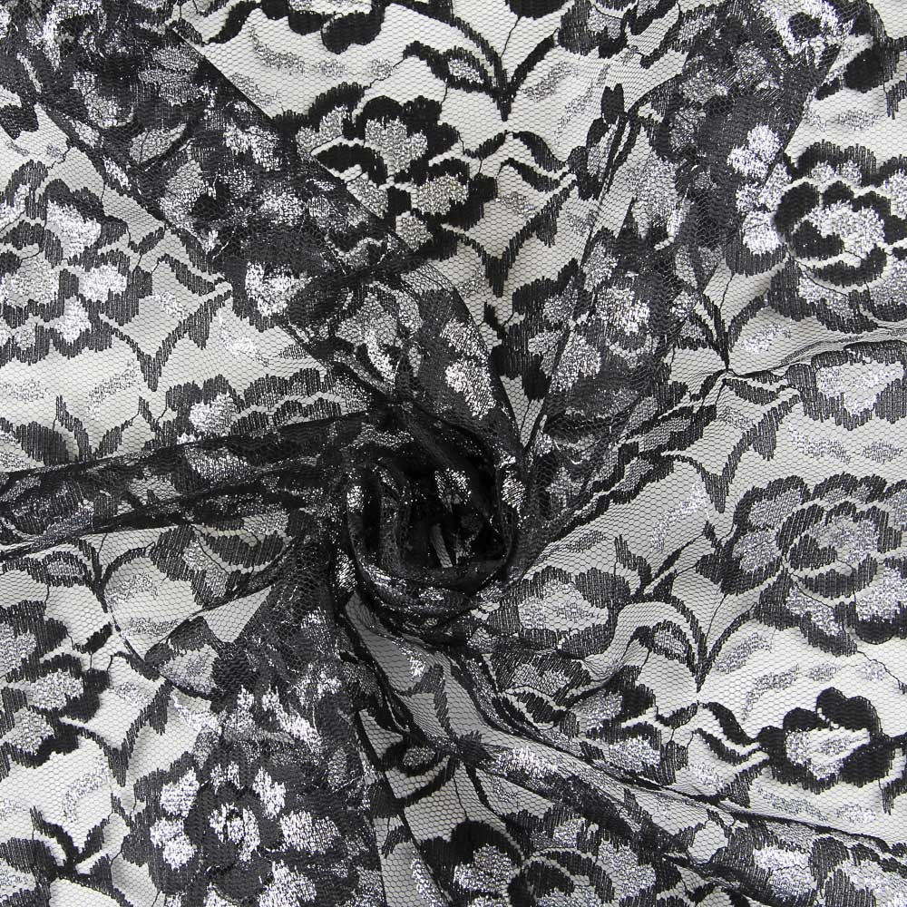 Spitze Lurex Schwarz Silber - Ribes y Casals