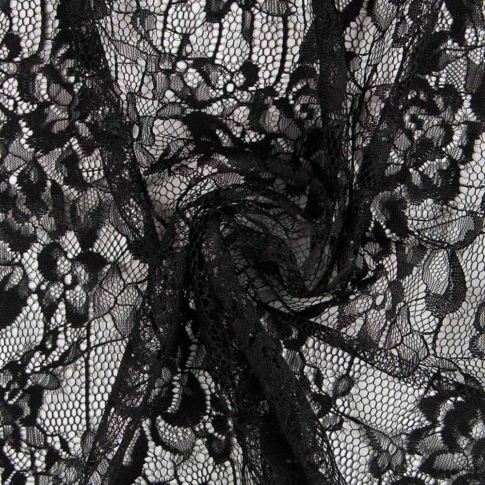 Schwarze florale feine Spitze - Ribes y Casals